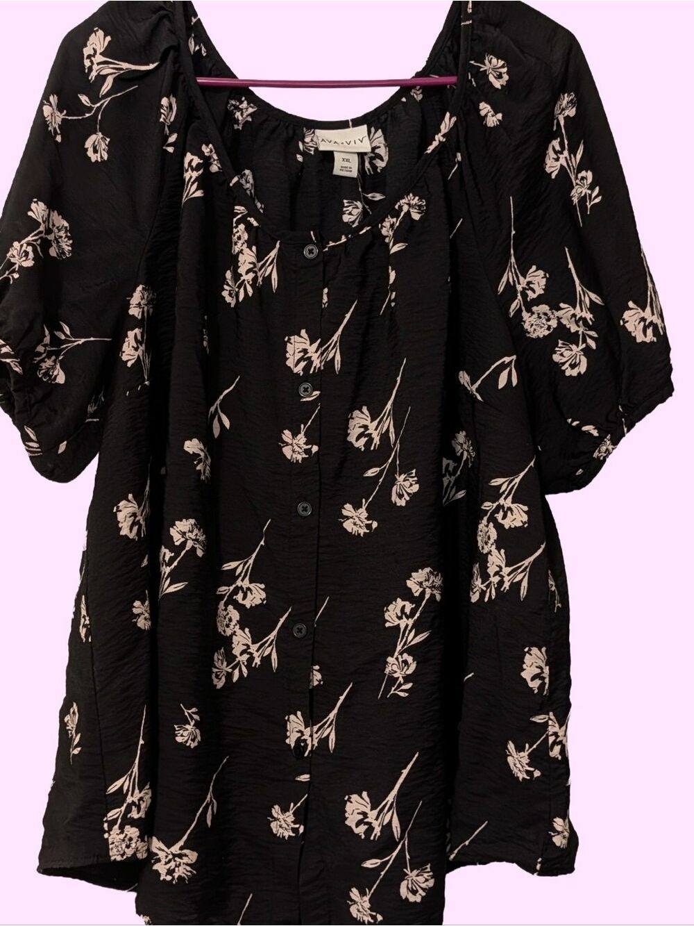 Universal Thread Black Floral Button-Front Blouse